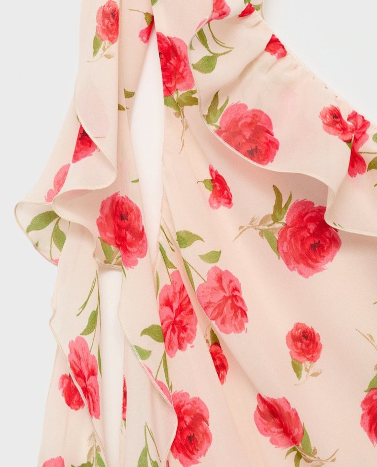 Mango çiçekli fırfırlı elbise - Görsel 5