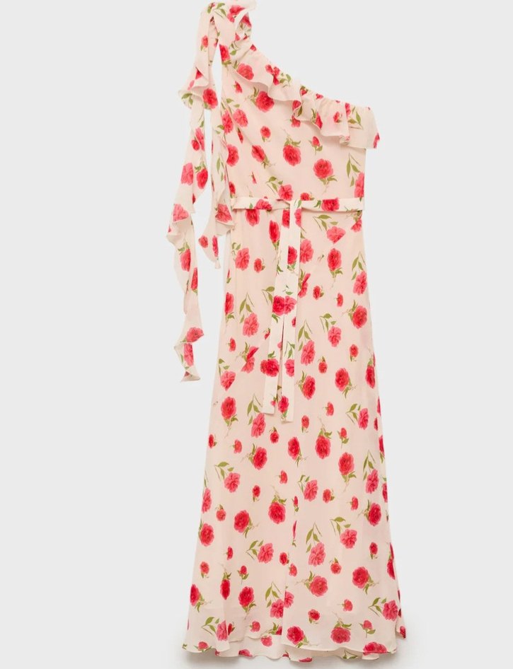 Mango çiçekli fırfırlı elbise - Görsel 4