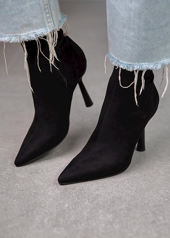 Diğer Püsküllü Siyah Süet Stiletto Bot