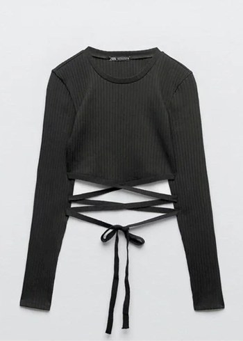 Zara Siyah Strappy Crop Top