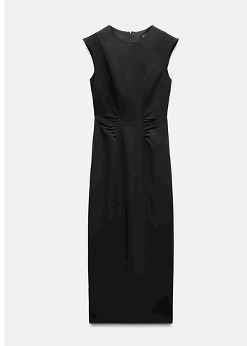 Zara Siyah Uzun Elbise, Yüksek Yakalı, Askılı