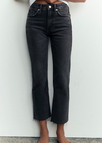 Gri Regular Fit Midi Kadın Kot Pantolon