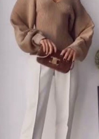 Zara Bej Kadın Kumaş Pantolon Midi Boy