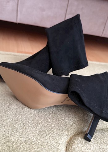 36 Beden Siyah Süet Stiletto Bot