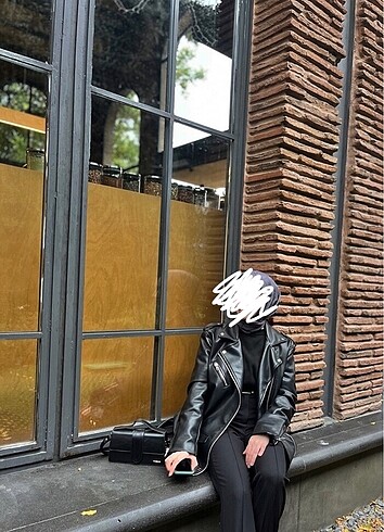 m Beden Suni deri oversize biker ceket