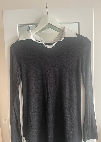 Gri Pamuklu Örgü Uzun Kollu Kadın Kazak - Görsel 3