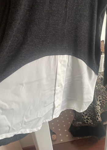 Gri Pamuklu Örgü Uzun Kollu Kadın Kazak - Görsel 4