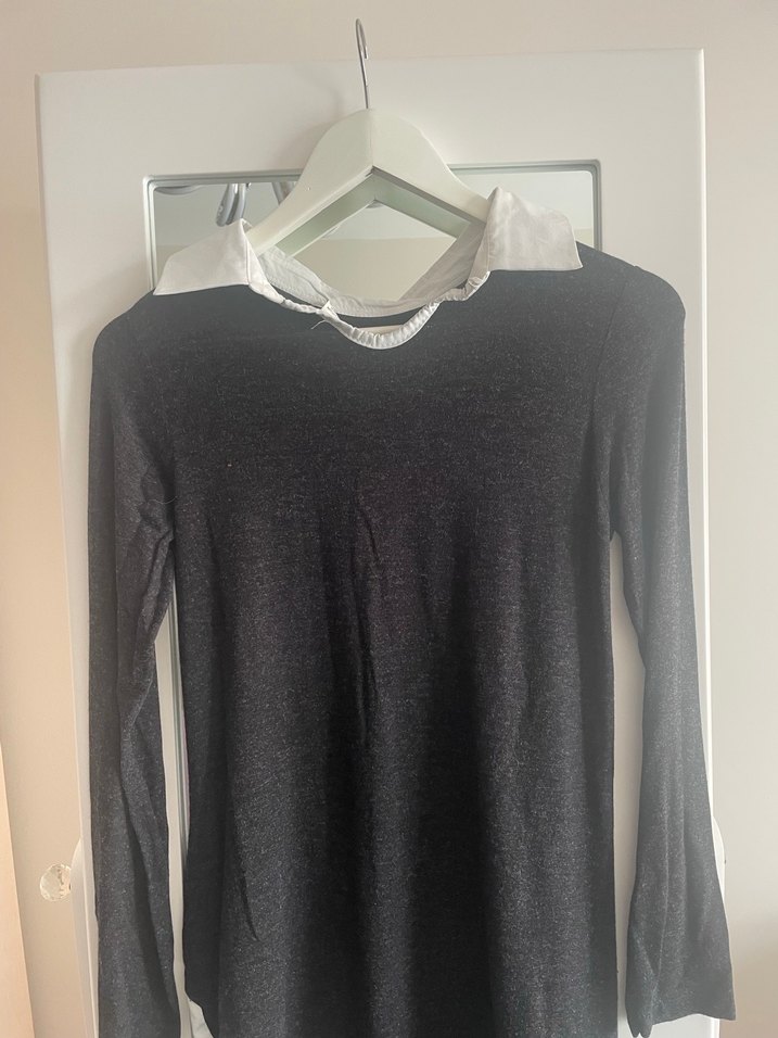 Gri Pamuklu Örgü Uzun Kollu Kadın Kazak - Görsel 3