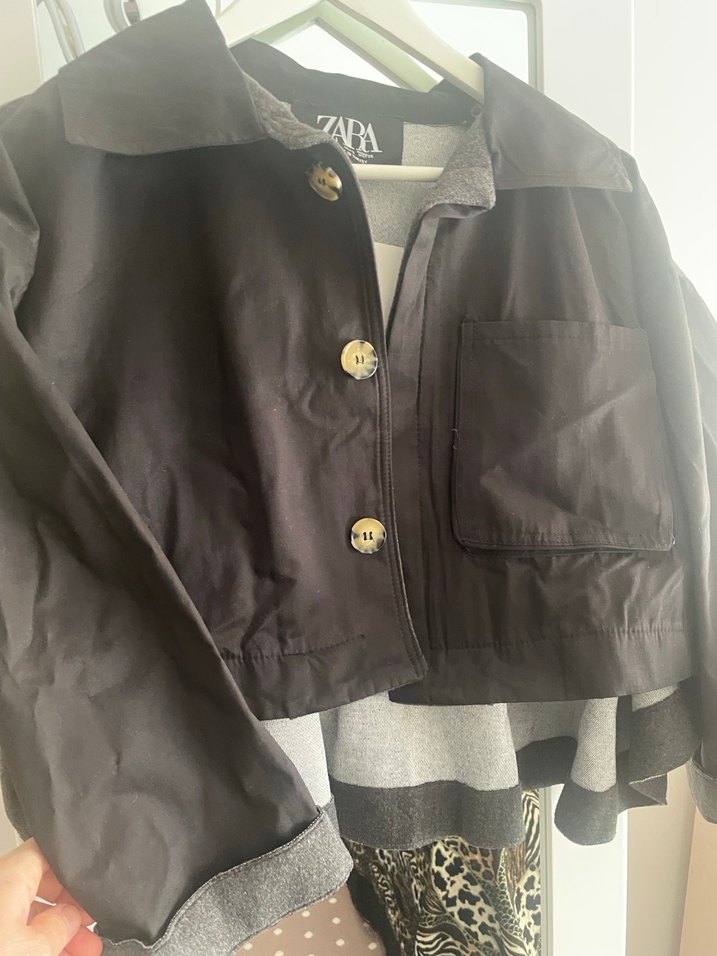 Siyah keten yün Kadın Ceket - Zara - Görsel 2