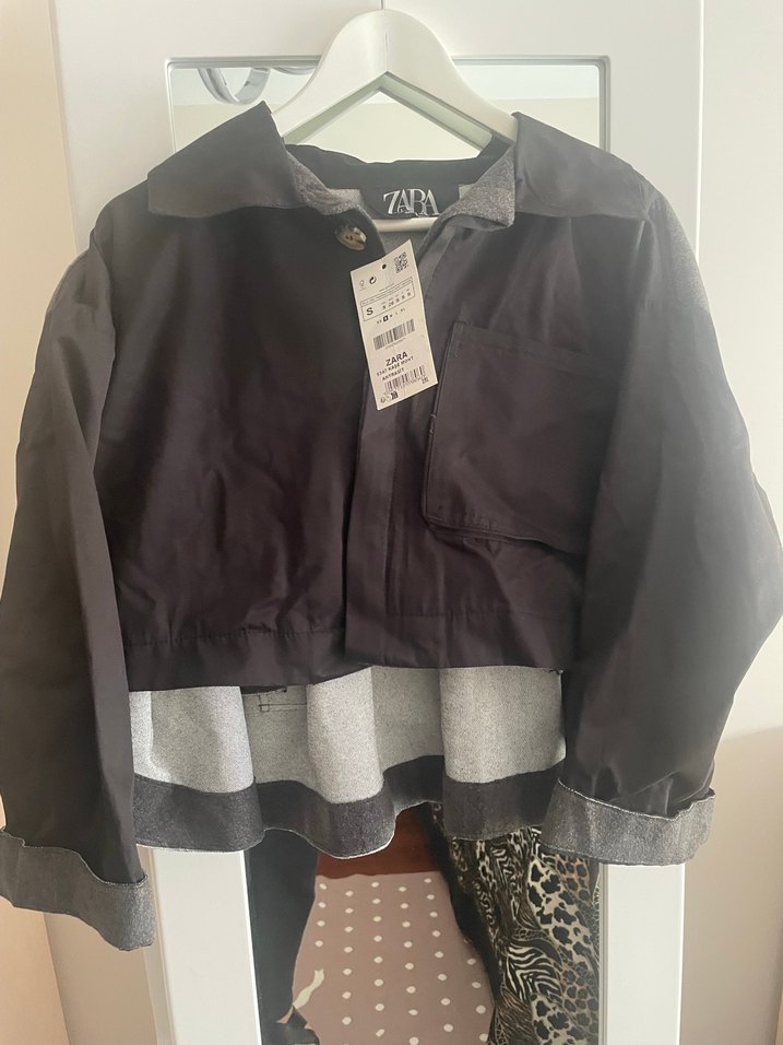 Siyah keten yün Kadın Ceket - Zara - Görsel 5