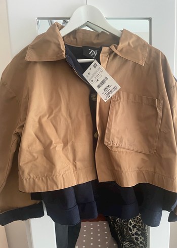 Düğmeli Kahverengi Kısa Kadın ceket keten yün - Görsel 2