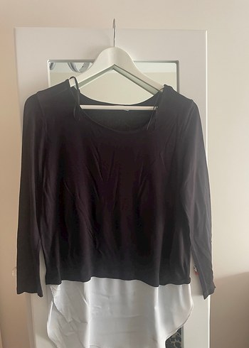 Siyah Drapeli Uzun Kollu Kadın Bluz - Görsel 2