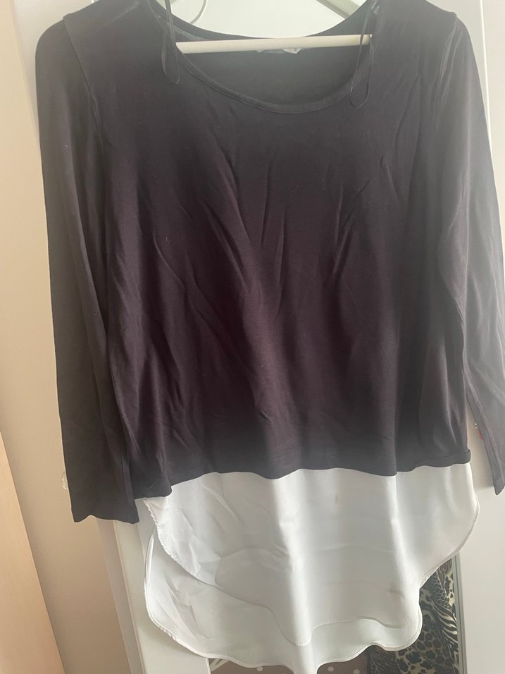 Siyah Drapeli Uzun Kollu Kadın Bluz - Görsel 3