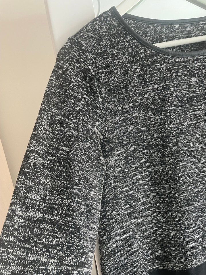 Gri Örgü Kadın Salaş Sweatshirt - Görsel 5