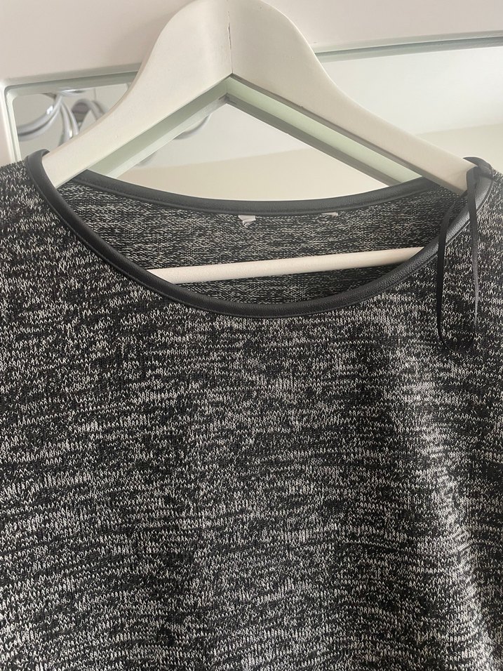 Gri Örgü Kadın Salaş Sweatshirt - Görsel 3