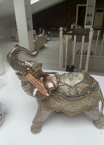 Gri ve Altın Renkli Fil Biblo - Görsel 3