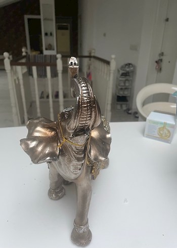 Gri ve Altın Renkli Fil Biblo - Görsel 10