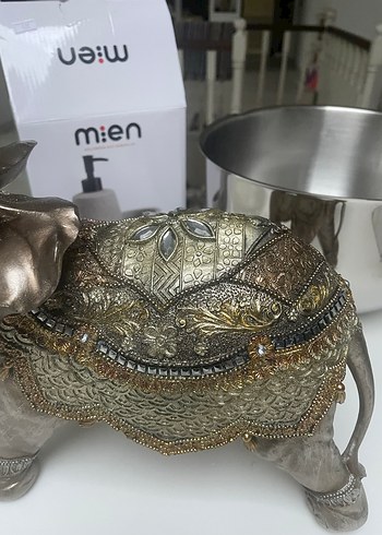 Gri ve Altın Renkli Fil Biblo - Görsel 9