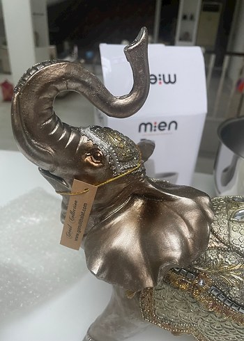 Gri ve Altın Renkli Fil Biblo - Görsel 8