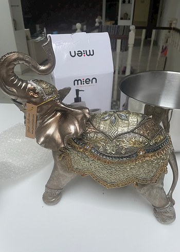 Gri ve Altın Renkli Fil Biblo - Görsel 7