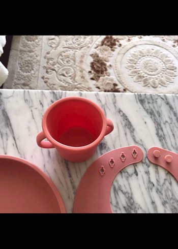 Pastel Pembe Bebek Tabak, Çatal, Bıçak ve Önlük Seti - Görsel 2