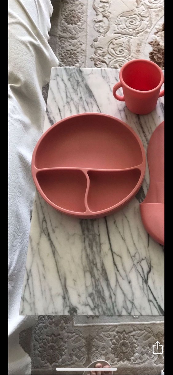 Pastel Pembe Bebek Tabak, Çatal, Bıçak ve Önlük Seti - Görsel 3