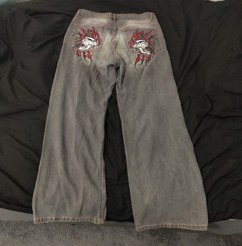 Afllliction type skull baggy pantolon - Görsel 2