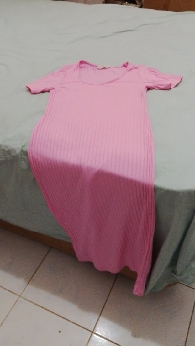 Pembe Piliseli Uzun Hamile Elbisesi - Görsel 2