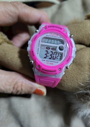 Pembe Dijital kız Saat - Görsel 3
