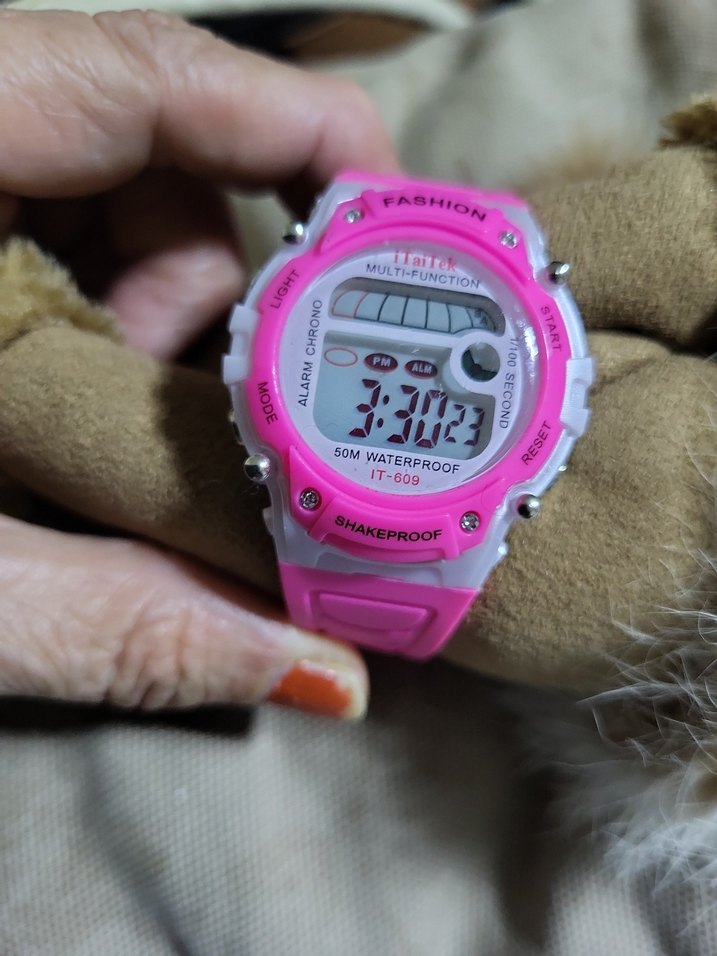 Pembe Dijital kız Saat - Görsel 3