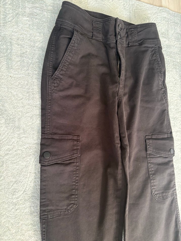 Kadın Siyah Salaş Midi Kumaş Pantolon - Görsel 2