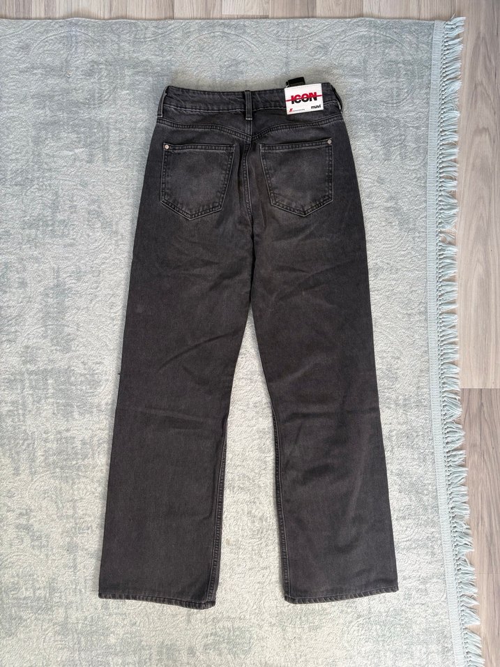 Gri Kadın Bol Kesim Denim Pantolon - Görsel 2