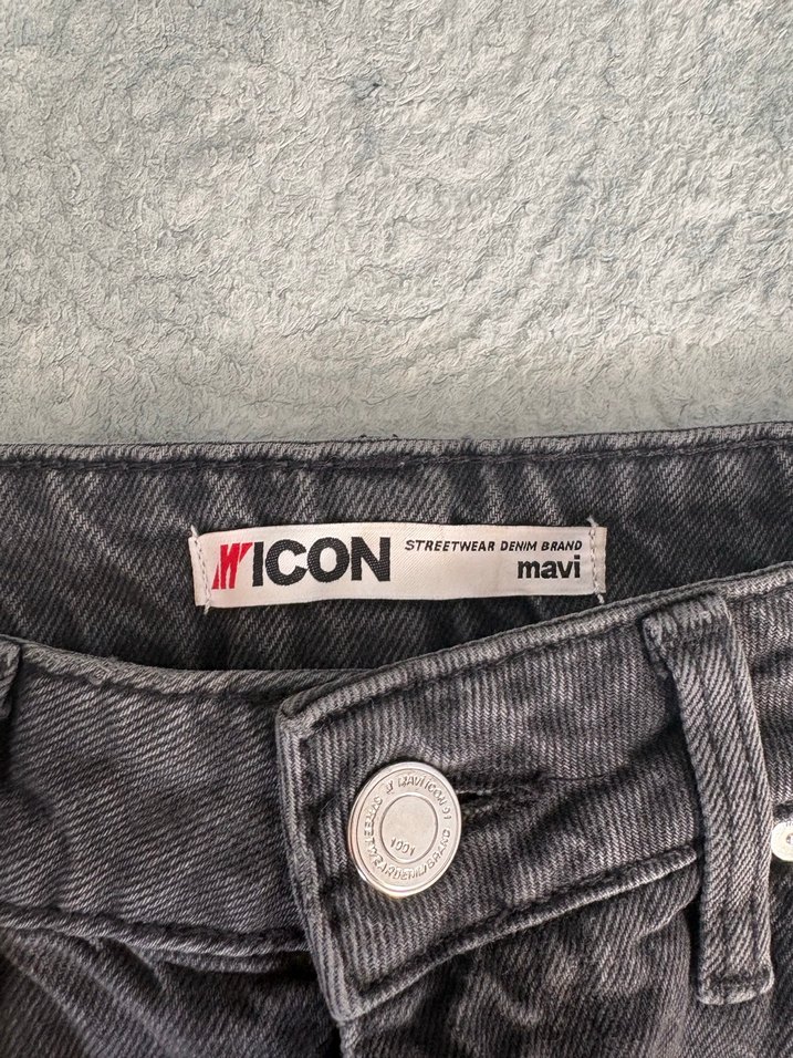 Gri Kadın Bol Kesim Denim Pantolon - Görsel 4