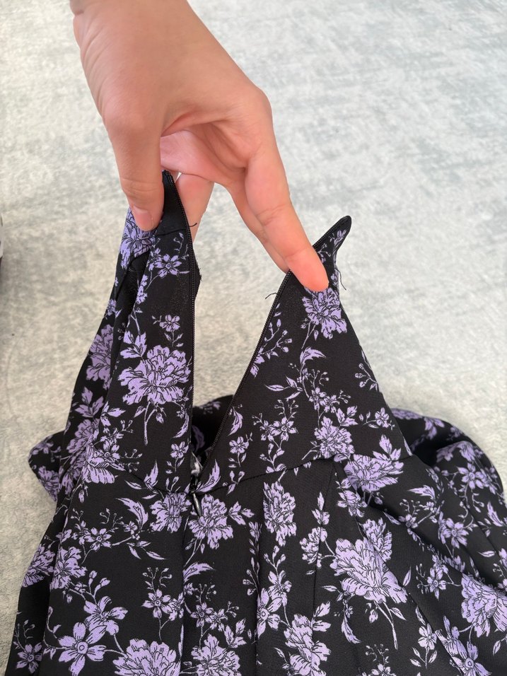 Mor çiçek detaylı siyah şortlu mini etek - Görsel 3