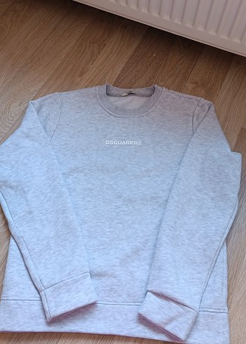 Gri Bisiklet Yaka Pamuklu Sweatshirt