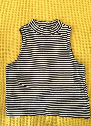 H&M Mavi beyaz croptop