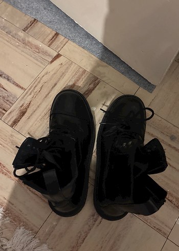 Siyah Deri Platformlu Pull and bear bot - Görsel 5