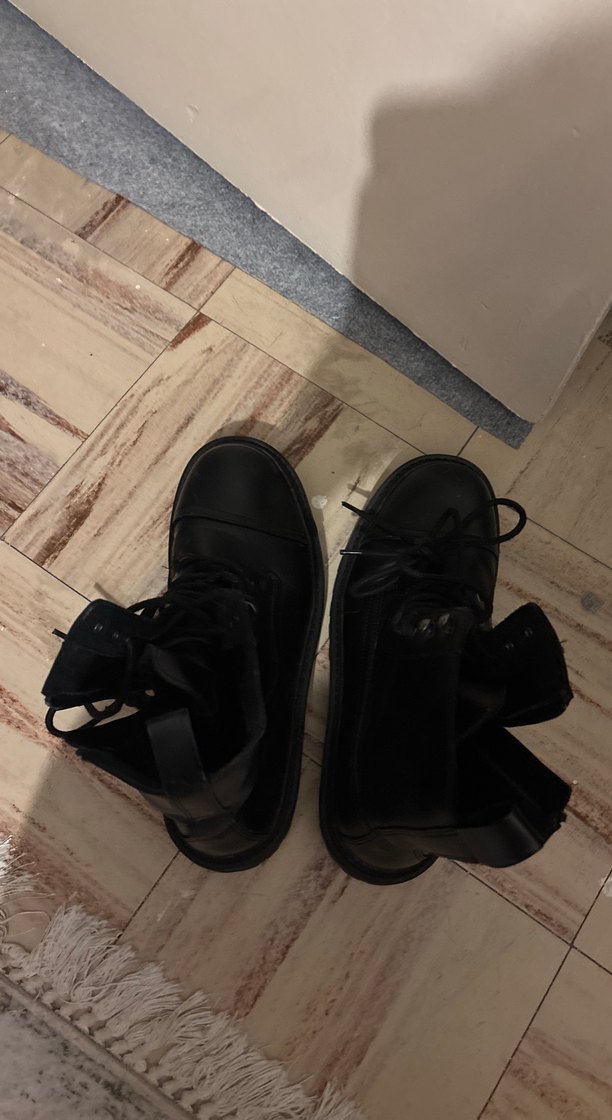 Siyah Deri Platformlu Pull and bear bot - Görsel 5