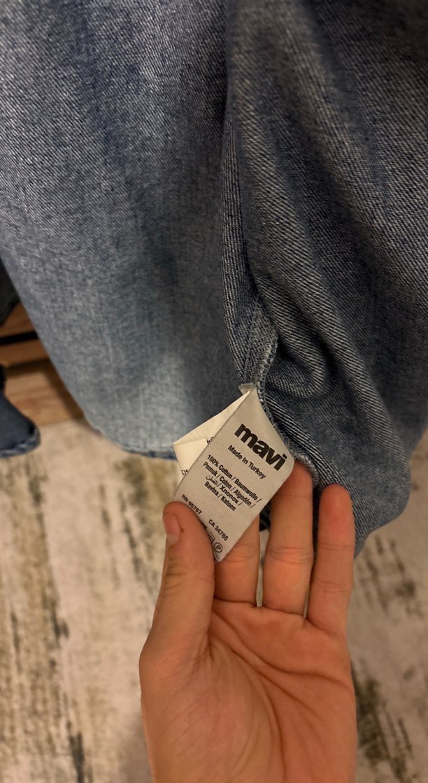 Mavi Düğmeli mavi erkek Denim Ceket - Görsel 3