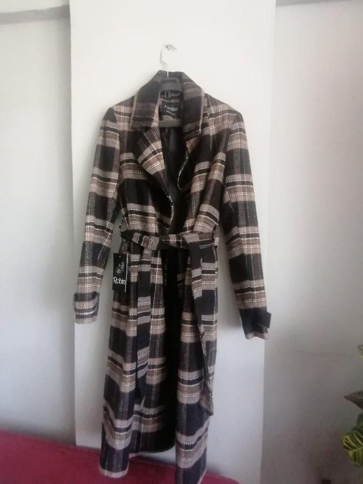 Kadın Kahverengi Ekoseli Uzun Kaban - Görsel 2