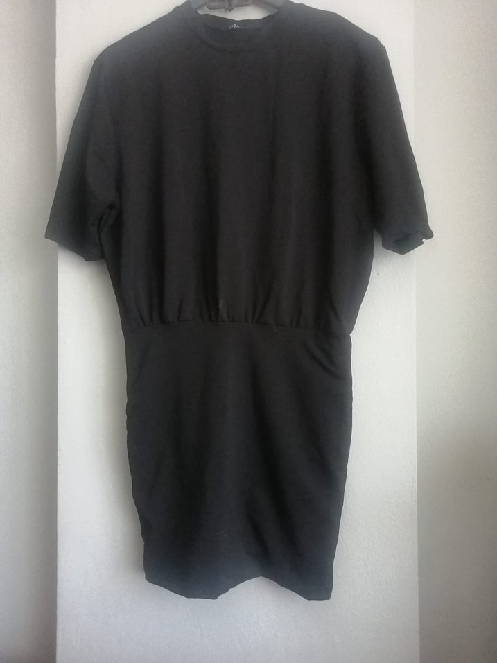 Siyah Midi Kemerli V Yakalı Kadın Elbise - Görsel 2