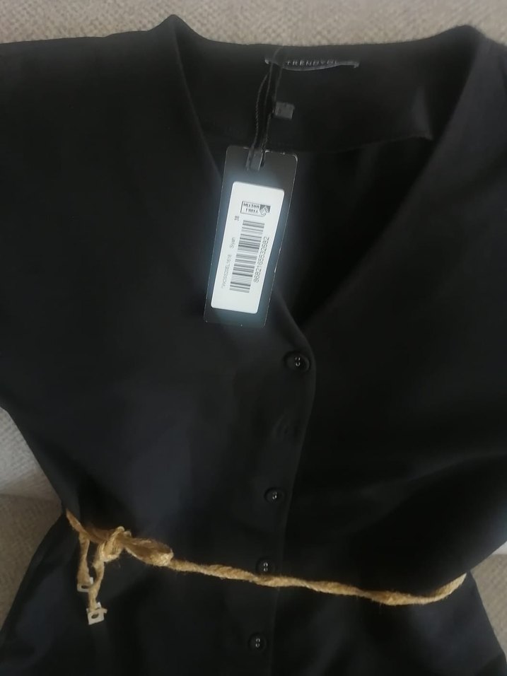 Siyah Midi Kemerli V Yakalı Kadın Elbise - Görsel 3