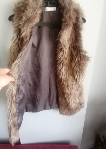 Kahverengi Kürklü Kadın Süet Yelek - Görsel 2