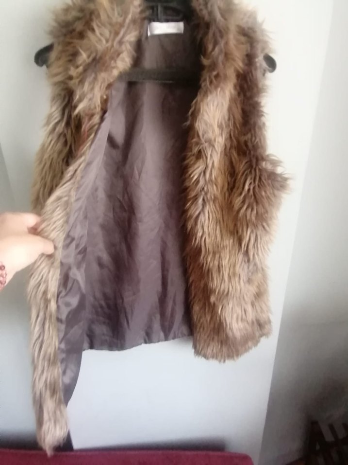 Kahverengi Kürklü Kadın Süet Yelek - Görsel 2