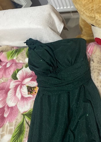 Yeşil Drapeli Askılı Midi Mezuniyet Elbisesi - Görsel 4