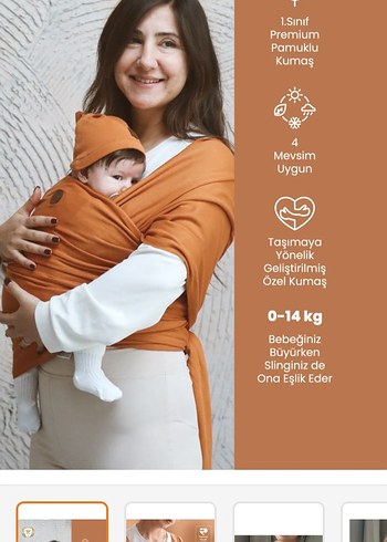 Haki Renkli Bebek Kanguru&Sling - Görsel 6