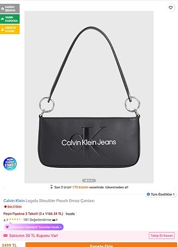 Calvin Klein Orijinal Calvin Klein Baget Çanta