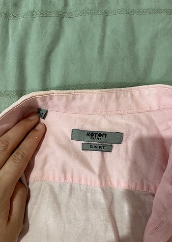 Pembe Keten gömlek - Görsel 2