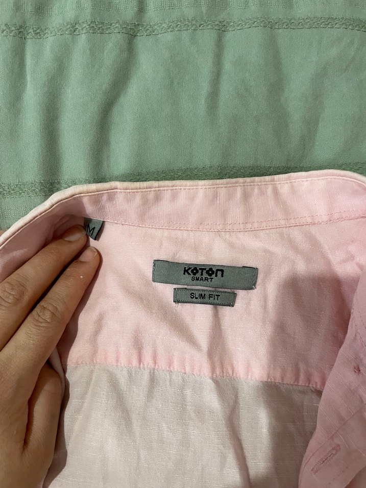 Pembe Keten gömlek - Görsel 2