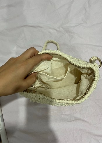 Beden ten rengi Renk Makrome Bej Örgü Kadın Çanta